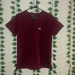 FIGS NWOT Catarina Scrub Top Burgundy XS